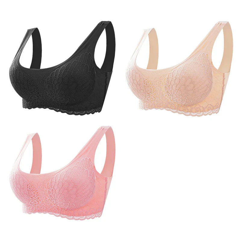 Sutiã Sem Costura Efeito Silicone de Renda - Kit 3 Peças