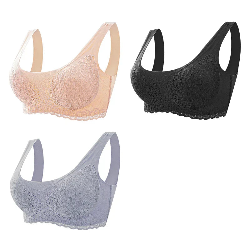 Sutiã Sem Costura Efeito Silicone de Renda - Kit 3 Peças