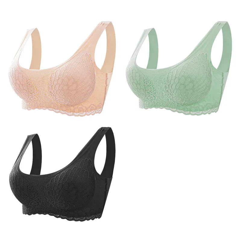 Sutiã Sem Costura Efeito Silicone de Renda - Kit 3 Peças