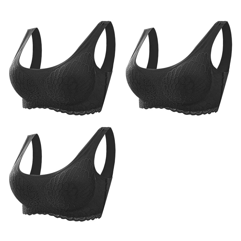 Sutiã Sem Costura Efeito Silicone de Renda - Kit 3 Peças