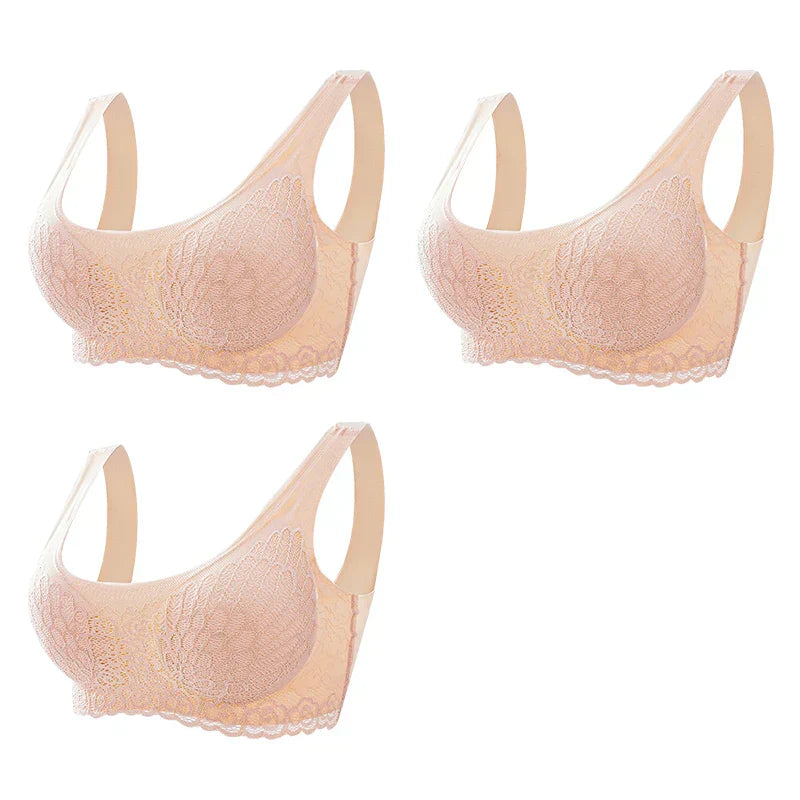 Sutiã Sem Costura Efeito Silicone de Renda - Kit 3 Peças
