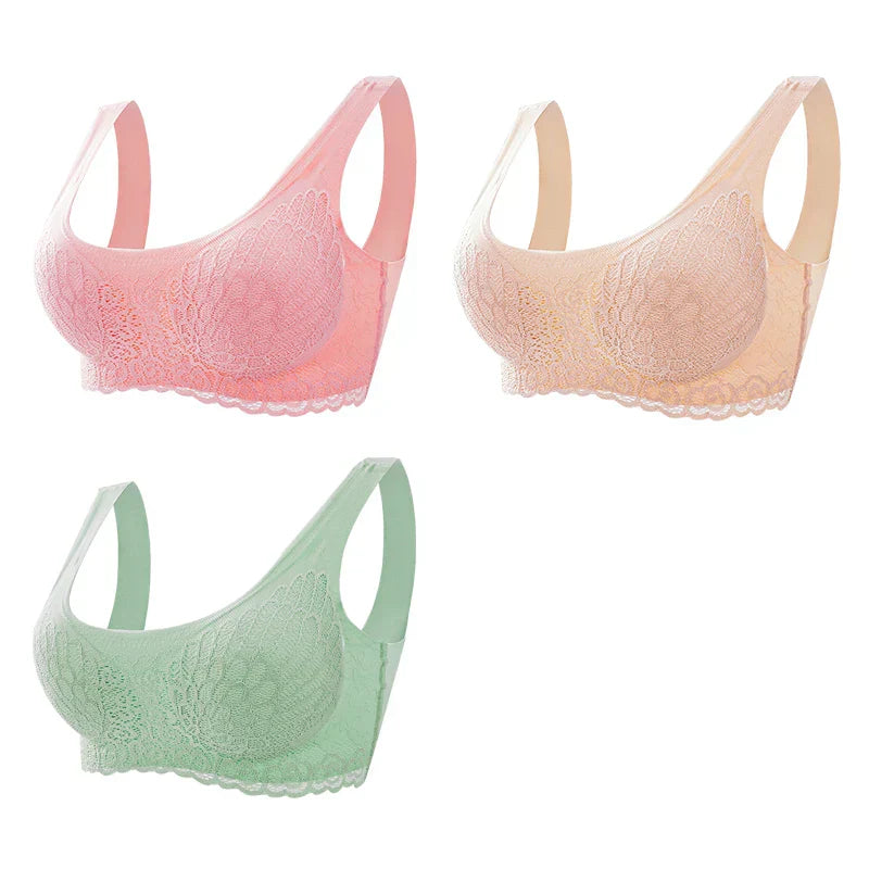 Sutiã Sem Costura Efeito Silicone de Renda - Kit 3 Peças