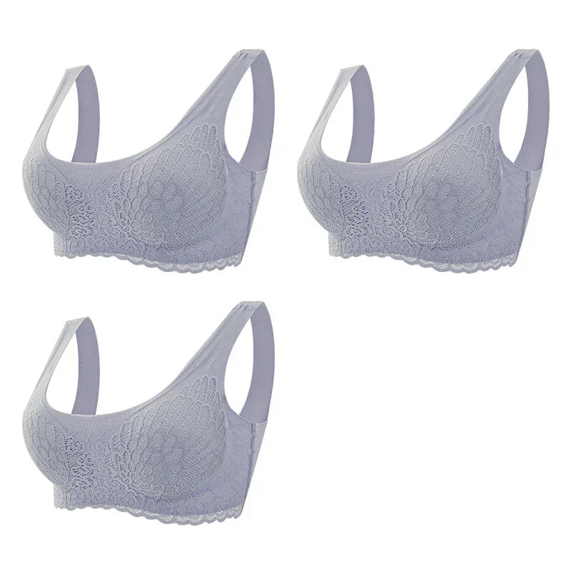 Sutiã Sem Costura Efeito Silicone de Renda - Kit 3 Peças