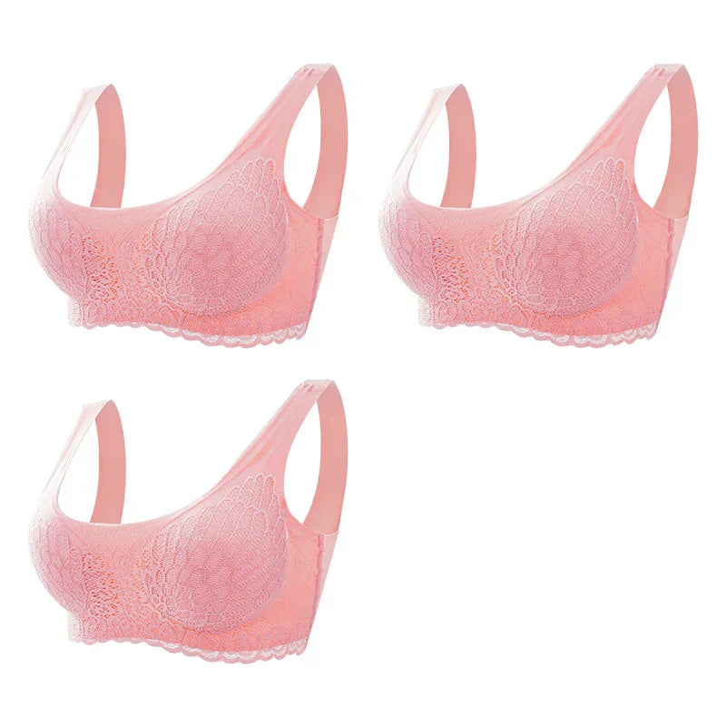 Sutiã Sem Costura Efeito Silicone de Renda - Kit 3 Peças