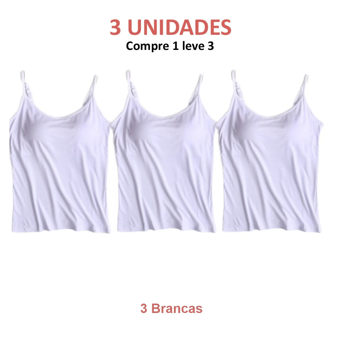 Blusa Regata com Sutiã Embutido [Compre 1 Leve 3] + Brinde Exclusivo