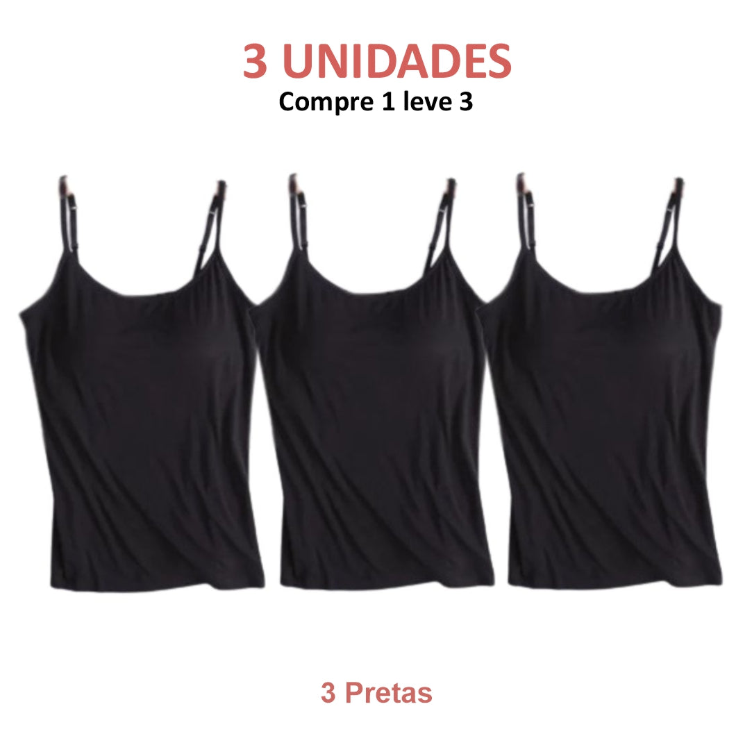 Blusa Regata com Sutiã Embutido [Compre 1 Leve 3] + Brinde Exclusivo