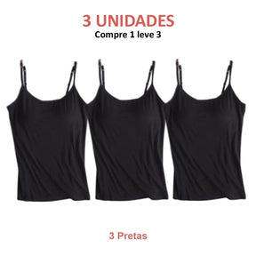 Blusa Regata com Sutiã Embutido [Compre 1 Leve 3] + Brinde Exclusivo