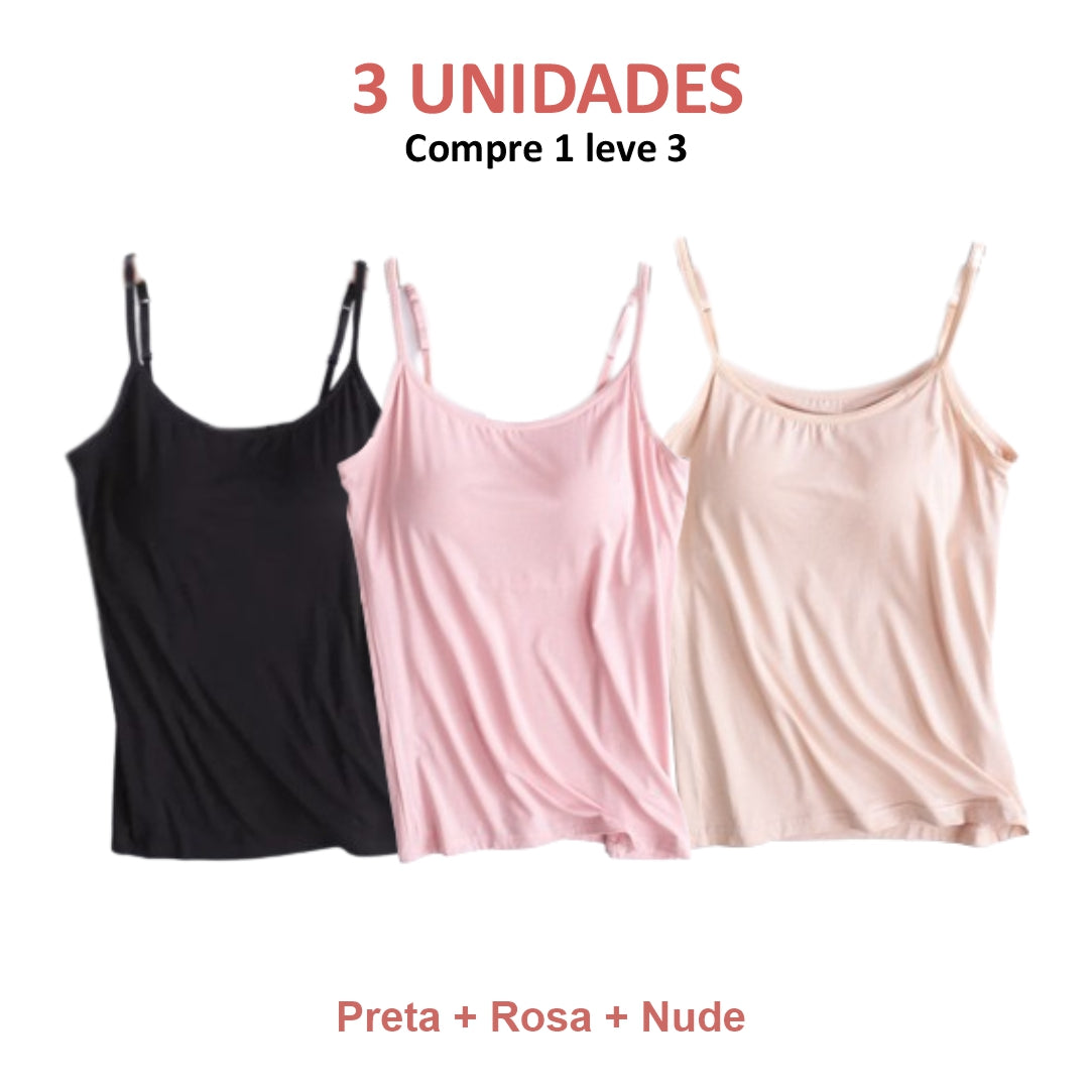 Blusa Regata com Sutiã Embutido [Compre 1 Leve 3] + Brinde Exclusivo