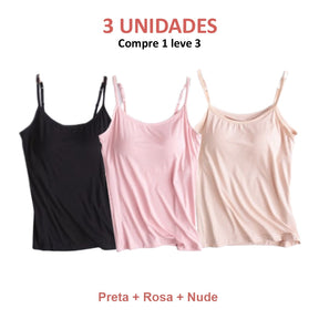 Blusa Regata com Sutiã Embutido [Compre 1 Leve 3] + Brinde Exclusivo