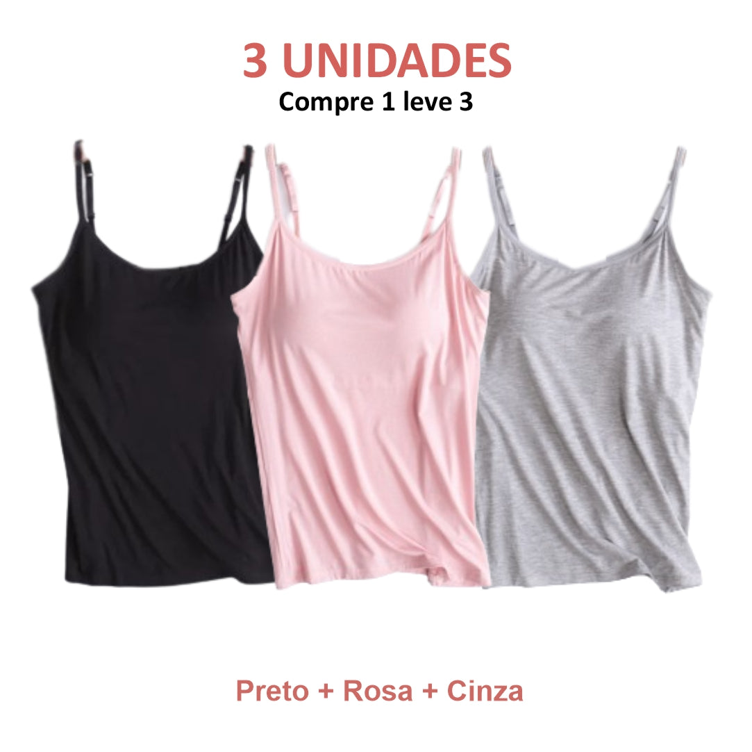 Blusa Regata com Sutiã Embutido [Compre 1 Leve 3] + Brinde Exclusivo