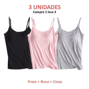 Blusa Regata com Sutiã Embutido [Compre 1 Leve 3] + Brinde Exclusivo