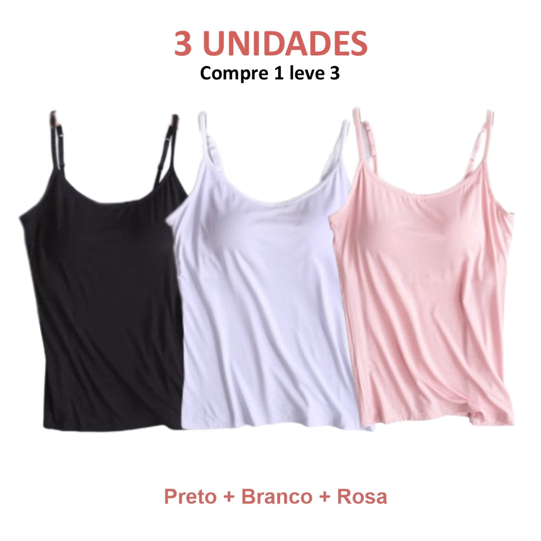 Blusa Regata com Sutiã Embutido [Compre 1 Leve 3] + Brinde Exclusivo